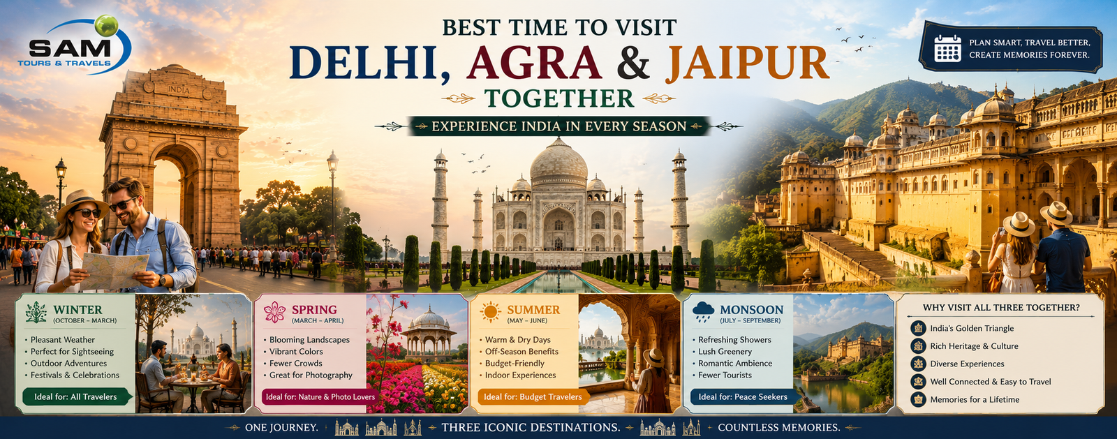 best time to visit delhi,agra,jaipur