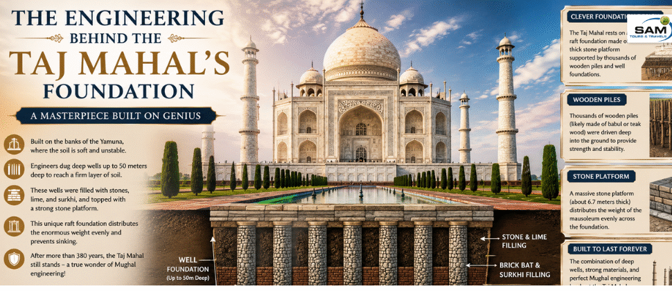 taj mahal foundation, taj mahal engineering, taj mahal architecture, mughal engineering, taj mahal construction, taj mahal structural design,